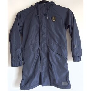 MUNSTER Hooded Cold-weather Fleece Lined Drawstring Anorak /Jacket-Navy-Size 6